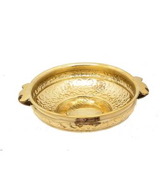 E-Handicrafts Pure Brass Urli/Uruli Hammered Bowl (14 Inches) 2