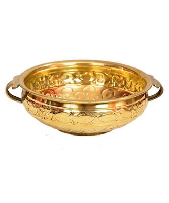 E-Handicrafts Pure Brass Urli/Uruli Hammered Bowl (14 Inches) 4