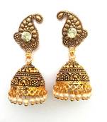 RozMili Oxidized Gold Plated alloy metal Paisely Design jhumki earrings for women & girls