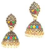 RozMili Oxidized Gold plated Alloy metal Meena keri design Jhumki earrings for women & Girls