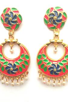 RozMili Gold plated Meenakari design alloy metal Drop Earring for women & girls