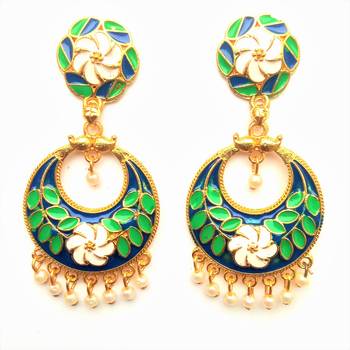 RozMili Gold plated latest Meena Kari Design Alloy metal Drop earrings for women & Girls 1