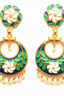 RozMili Gold plated latest Meena Kari Design Alloy metal Drop earrings for women & Girls