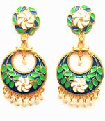 RozMili Gold plated latest Meena Kari Design Alloy metal Drop earrings for women & Girls
