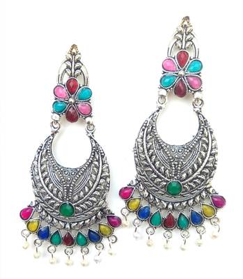 RozMili Oxidized Silver Alloy metal Party wear Dangle Earrings for Women & Girls 1