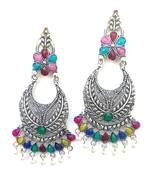 RozMili Oxidized Silver Alloy metal Party wear Dangle Earrings for Women & Girls