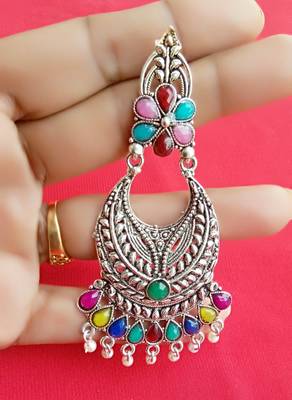 RozMili Oxidized Silver Alloy metal Party wear Dangle Earrings for Women & Girls 2