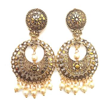 RozMili Antique Gold plated metal Drop Earrings for Women & Girls 1