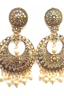 RozMili Antique Gold plated metal Drop Earrings for Women & Girls