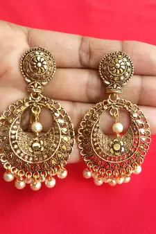 RozMili Antique Gold plated metal Drop Earrings for Women & Girls