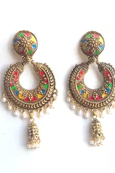 RozMili Oxidized Gold Plated Alloy metal Latest Designer Dangle drop  for Women & Girls