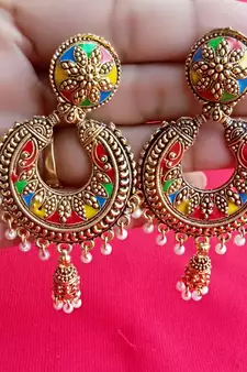 RozMili Oxidized Gold Plated Alloy metal Latest Designer Dangle drop  for Women & Girls