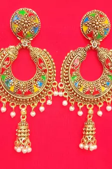 RozMili Oxidized Gold Plated Alloy metal Latest Designer Dangle drop  for Women & Girls