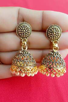 RozMili Oxidized Gold Plated Alloy metal Latest Designer Jhumki for Women & Girls