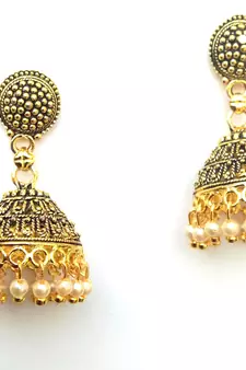 RozMili Oxidized Gold Plated Alloy metal Latest Designer Jhumki for Women & Girls