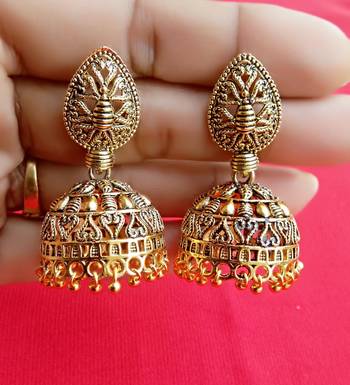 RozMili Oxidized Gold Plated Alloy metal latest Jhumki Earrings for women & girls 1