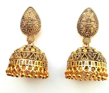 RozMili Oxidized Gold Plated Alloy metal latest Jhumki Earrings for women & girls 2