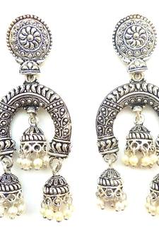 RozMili Oxidized Silver Dangle Drop Party wear Alloy metal Earrings for Women and Girls