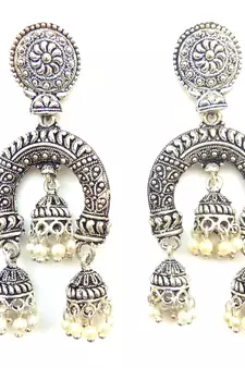 RozMili Oxidized Silver Dangle Drop Party wear Alloy metal Earrings for Women and Girls