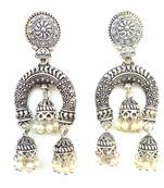 RozMili Oxidized Silver Dangle Drop Party wear Alloy metal Earrings for Women and Girls