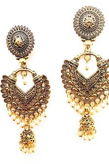 RozMili Oxidized Gold plated Afghani design Alloy metal Drop earrings for Women & Girls