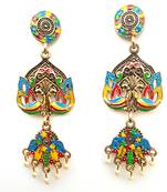 RozMili Gold plated latest Meena Kari Design Alloy metal Drop earrings for women & Girls