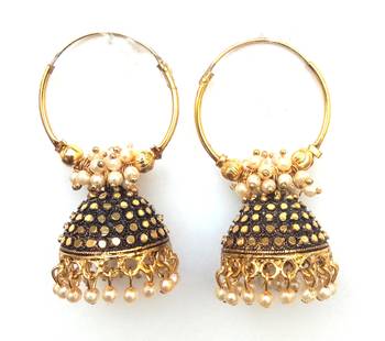 RozMili Gold plated Oxidized finish Alloy metal Bali jhumki  earrings for women & girls 1