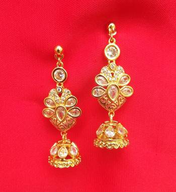 RozMili  Brass High precious quality kundan American diamond latest Bollywood Designer Drop earrings 1