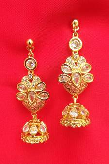 RozMili  Brass High precious quality kundan American diamond latest Bollywood Designer Drop earrings