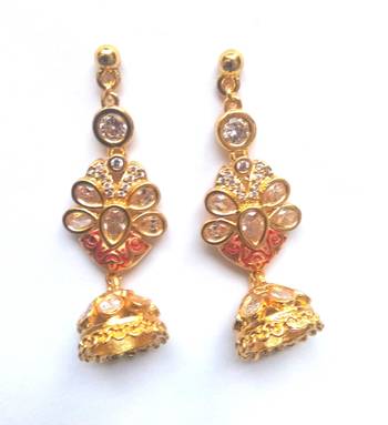 RozMili  Brass High precious quality kundan American diamond latest Bollywood Designer Drop earrings 3
