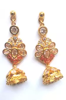 RozMili  Brass High precious quality kundan American diamond latest Bollywood Designer Drop earrings