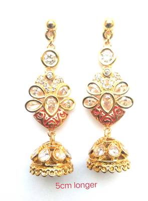 RozMili  Brass High precious quality kundan American diamond latest Bollywood Designer Drop earrings 4