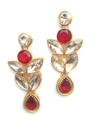 RozMili Brass Gold Plated American Diamond stone Latest Designer Earrings 1