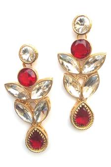 RozMili Brass Gold Plated American Diamond stone Latest Designer Earrings
