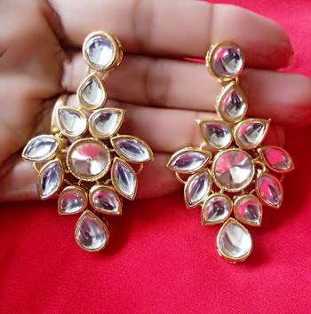 RozMili latest Designer kundan Drop part wear earrings 2