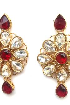 RozMili Brass Gold Plated American Diamond stone Latest Designer Earrings