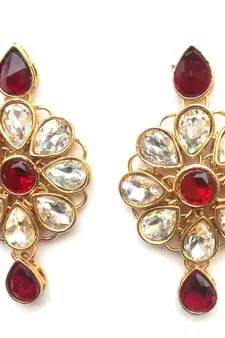 RozMili Brass Gold Plated American Diamond stone Latest Designer Earrings