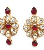 RozMili Brass Gold Plated American Diamond stone Latest Designer Earrings