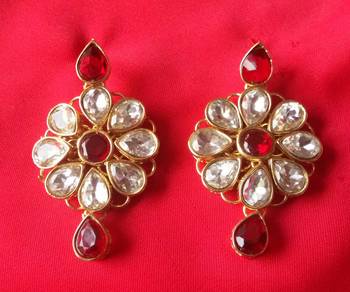 RozMili Brass Gold Plated American Diamond stone Latest Designer Earrings 2