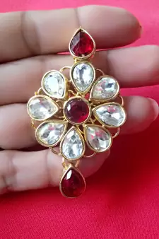 RozMili Brass Gold Plated American Diamond stone Latest Designer Earrings