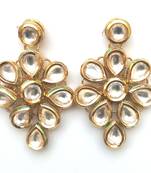 RozMili Precious quality kundan Brass Gold plated drop Earrings for women and Girls