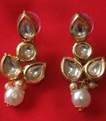 RozMili Gold plated Brass precious quality kundan  Drop earrings for Women and Girls