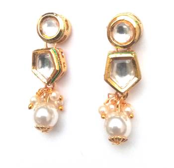 RozMili High precious Quality kundan Brass metal back with Meena kari Drop Earrings for women and Girls 1