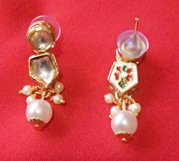 RozMili High precious Quality kundan Brass metal back with Meena kari Drop Earrings for women and Girls 2