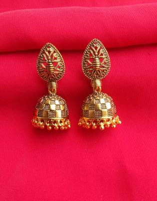 RozMili Oxidized Gold Plated alloy metal jhumki earring for women & girls 1