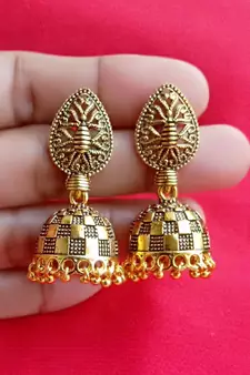 RozMili Oxidized Gold Plated alloy metal jhumki earring for women & girls