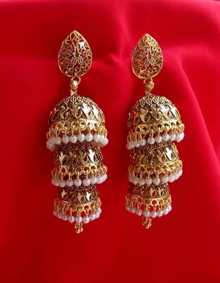 RozMili Oxidized Gold Plated alloy metal Dangler jhumki earrings for women & girls 2