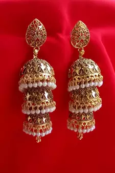 RozMili Oxidized Gold Plated alloy metal Dangler jhumki earrings for women & girls