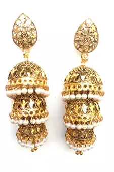RozMili Oxidized Gold Plated alloy metal Dangler jhumki earrings for women & girls