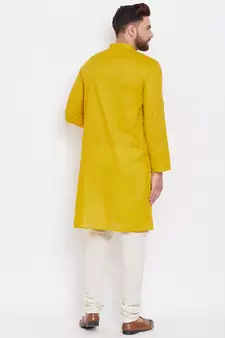 Yellow plain pure cotton men-kurtas